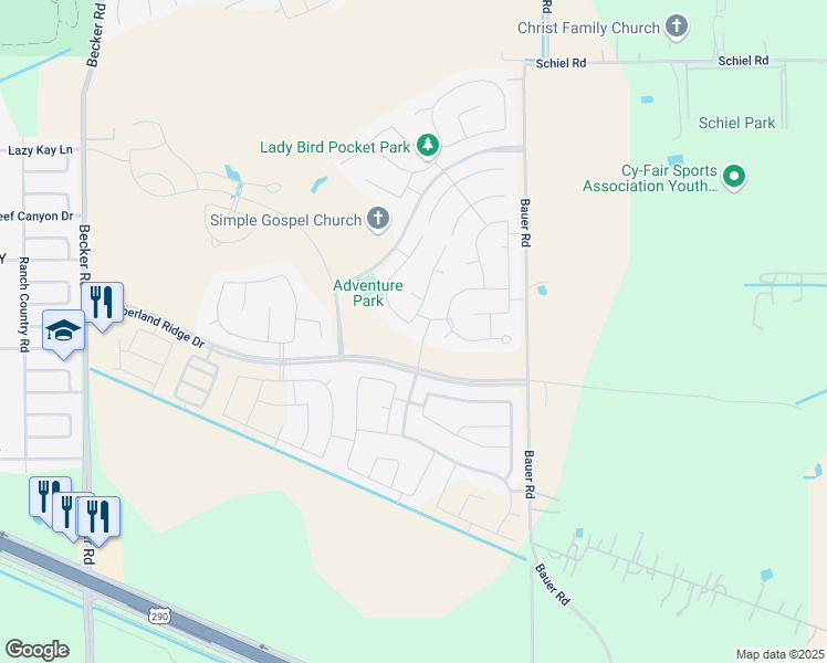 map of restaurants, bars, coffee shops, grocery stores, and more near 17302 Chester Valley Trail in Hockley