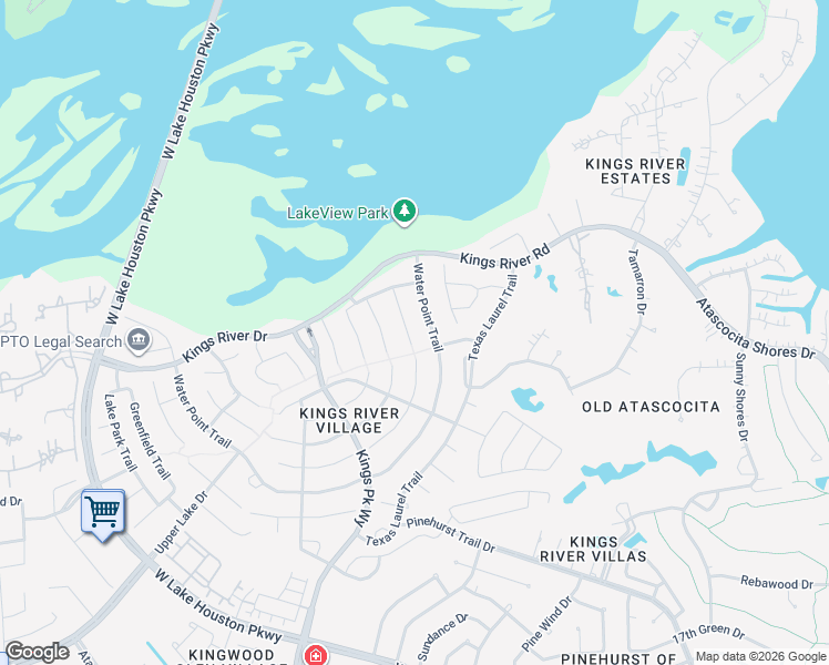 map of restaurants, bars, coffee shops, grocery stores, and more near 19602 Water Point Trail in Humble