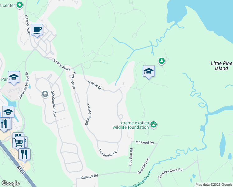 map of restaurants, bars, coffee shops, grocery stores, and more near 164 North River Drive in St. Augustine