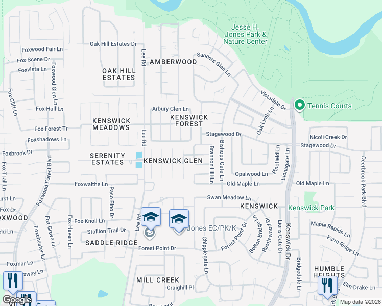 map of restaurants, bars, coffee shops, grocery stores, and more near 21035 Emery Mills Lane in Humble