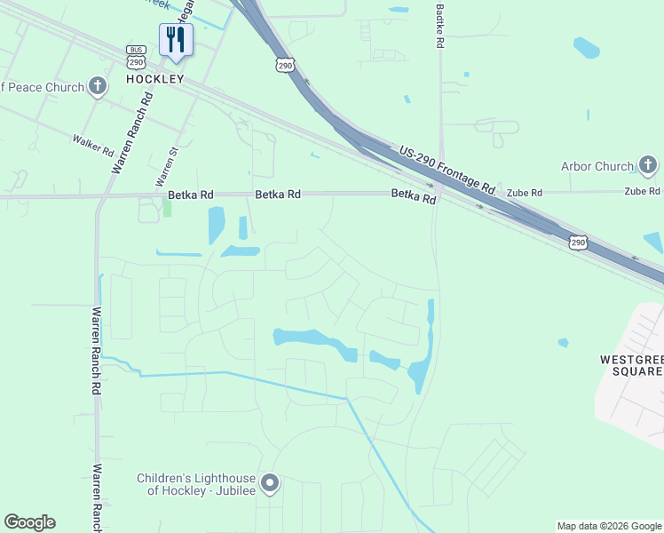 map of restaurants, bars, coffee shops, grocery stores, and more near 26630 Betka Road in Hockley