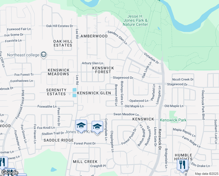 map of restaurants, bars, coffee shops, grocery stores, and more near 8102 Liberty Point Lane in Humble
