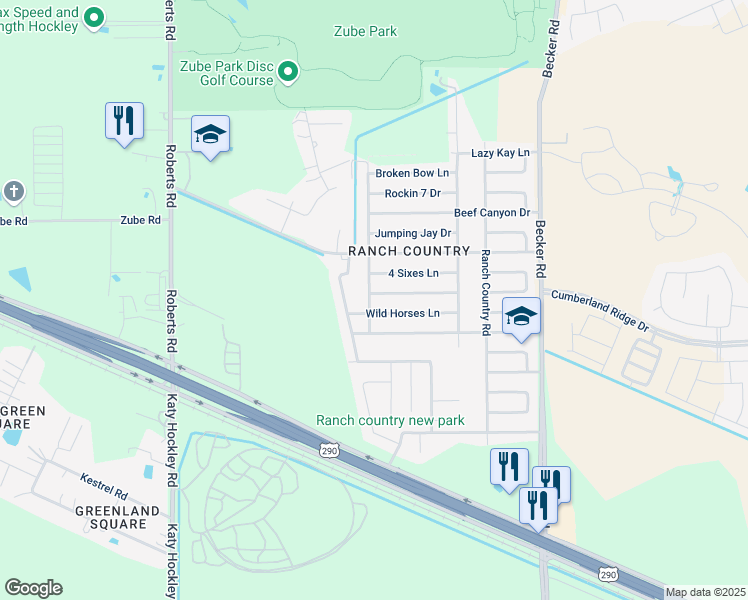 map of restaurants, bars, coffee shops, grocery stores, and more near 24407 Kennedy Ranch Drive in Hockley