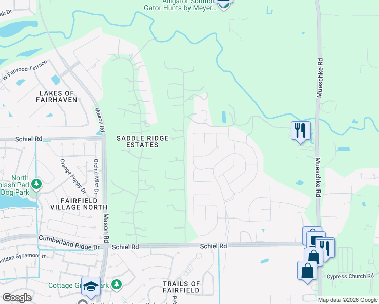map of restaurants, bars, coffee shops, grocery stores, and more near 20423 Corbin Creek Drive in Harris County