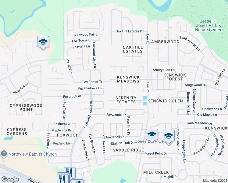 map of restaurants, bars, coffee shops, grocery stores, and more near 21111 Sprouse Circle in Humble