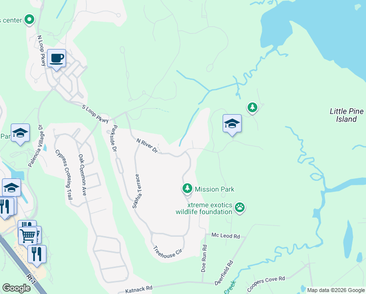 map of restaurants, bars, coffee shops, grocery stores, and more near 164 North River Drive in St. Augustine