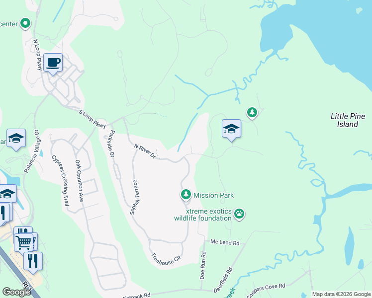 map of restaurants, bars, coffee shops, grocery stores, and more near 164 North River Drive in St. Augustine