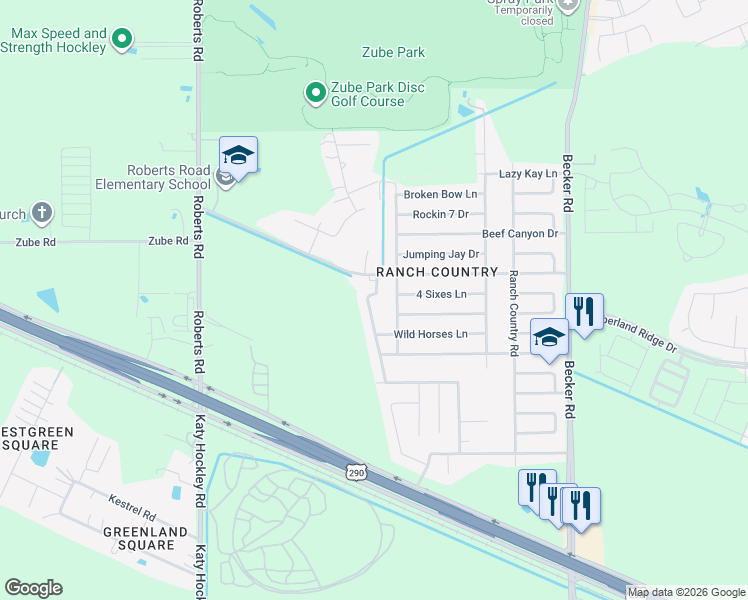 map of restaurants, bars, coffee shops, grocery stores, and more near 17323 Osprey Forest Drive in Hockley
