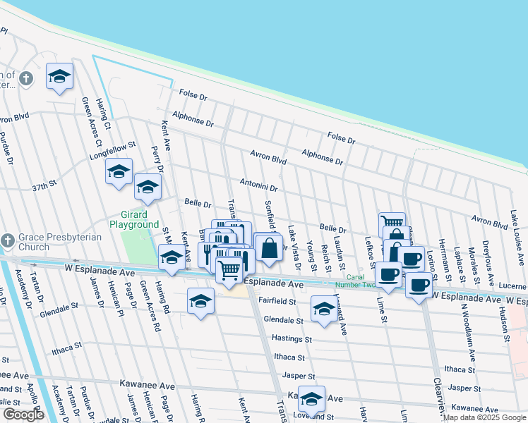 map of restaurants, bars, coffee shops, grocery stores, and more near 4609 Conlin Street in Metairie
