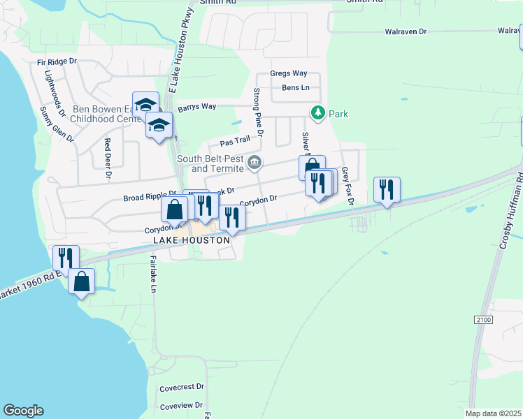 map of restaurants, bars, coffee shops, grocery stores, and more near 738 Corydon Drive in Huffman