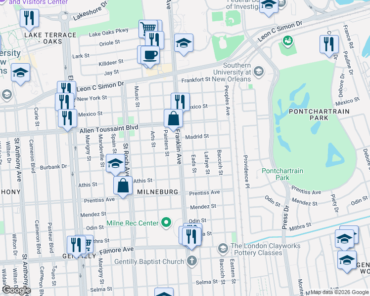 map of restaurants, bars, coffee shops, grocery stores, and more near 6020 Eads Street in New Orleans