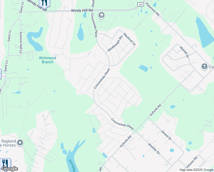 map of restaurants, bars, coffee shops, grocery stores, and more near 131 Biscayne Bay Bend in Niederwald