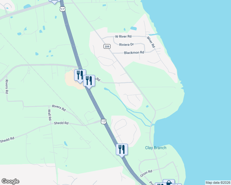 map of restaurants, bars, coffee shops, grocery stores, and more near 3302 Virginia Lane in Green Cove Springs