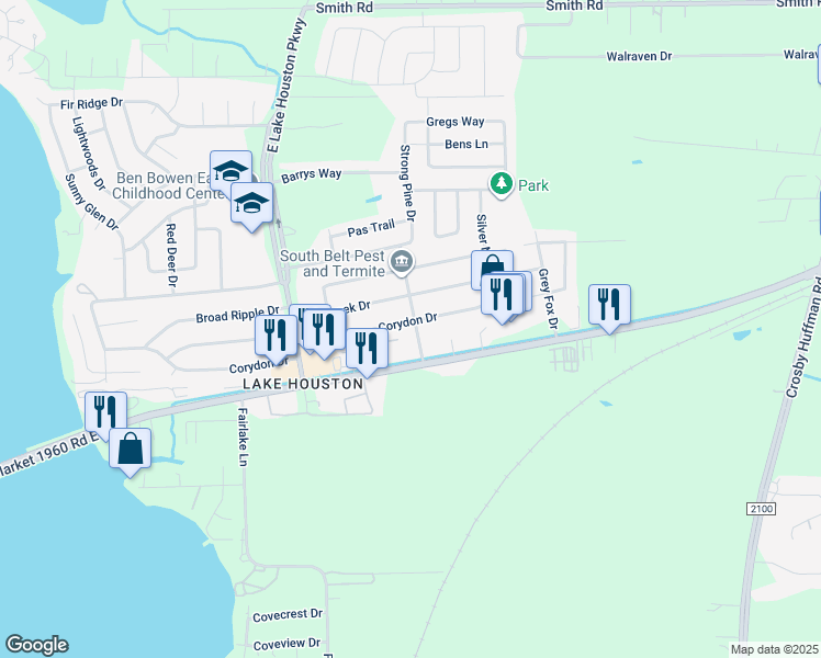 map of restaurants, bars, coffee shops, grocery stores, and more near 738 Corydon Drive in Huffman