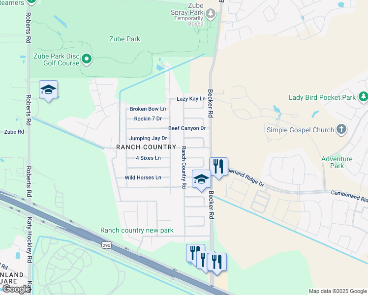 map of restaurants, bars, coffee shops, grocery stores, and more near 24198 Running Iron Drive in Hockley