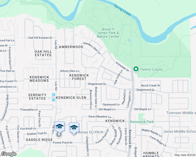 map of restaurants, bars, coffee shops, grocery stores, and more near 20602 Bishops Gate Lane in Humble