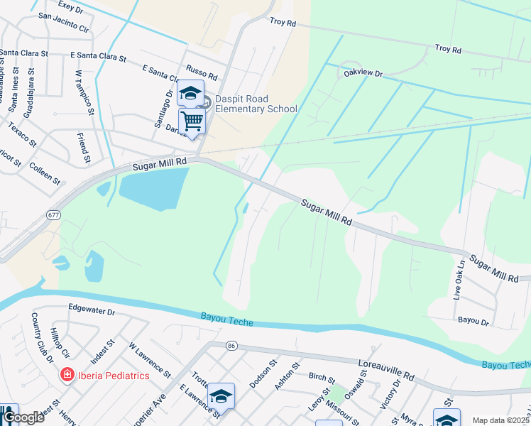 map of restaurants, bars, coffee shops, grocery stores, and more near 604 Jacqueline Drive in New Iberia