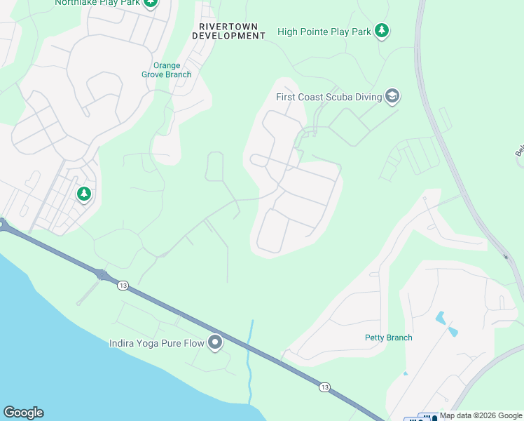 map of restaurants, bars, coffee shops, grocery stores, and more near Unnamed Road in Saint Johns