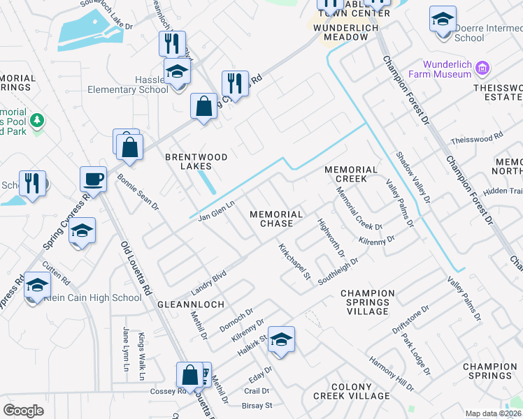 map of restaurants, bars, coffee shops, grocery stores, and more near in Harris County