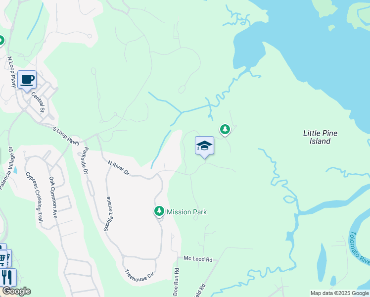 map of restaurants, bars, coffee shops, grocery stores, and more near Hickory Hill Drive in Saint Augustine
