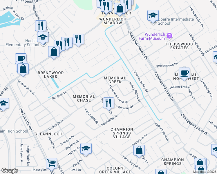 map of restaurants, bars, coffee shops, grocery stores, and more near 8918 West Valley Palms Drive in Spring