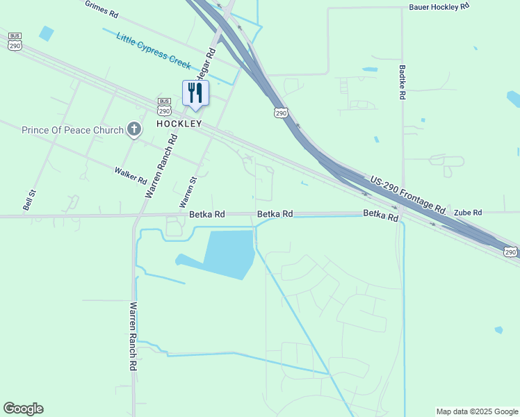 map of restaurants, bars, coffee shops, grocery stores, and more near 26630 Betka Road in Hockley
