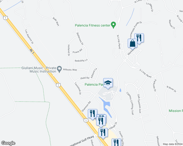 map of restaurants, bars, coffee shops, grocery stores, and more near 908 Athlone Lane in St. Augustine