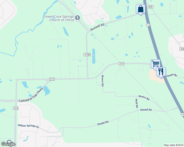 map of restaurants, bars, coffee shops, grocery stores, and more near 3268 Traceland Oak Lane in Green Cove Springs