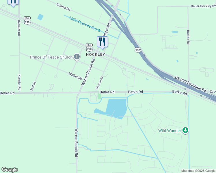 map of restaurants, bars, coffee shops, grocery stores, and more near 26848 Betka Road in Hockley