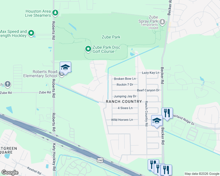 map of restaurants, bars, coffee shops, grocery stores, and more near 24426 Beef Canyon Drive in Hockley
