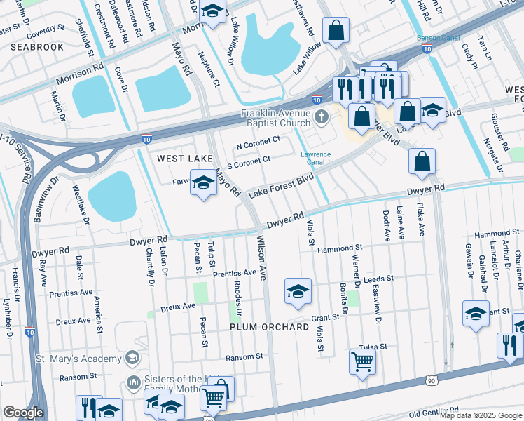 map of restaurants, bars, coffee shops, grocery stores, and more near in New Orleans
