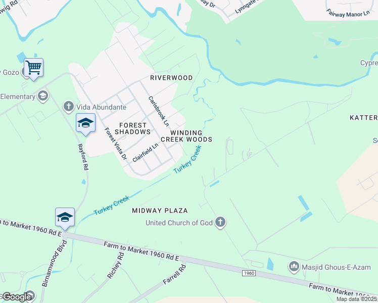 map of restaurants, bars, coffee shops, grocery stores, and more near 21310 Carisbrook Lane in Humble