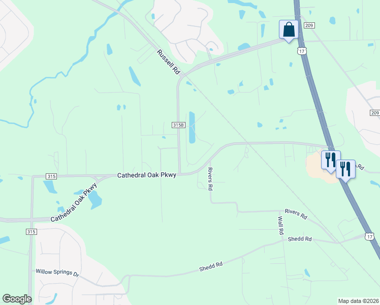 map of restaurants, bars, coffee shops, grocery stores, and more near 1670 County Road 315B in Green Cove Springs