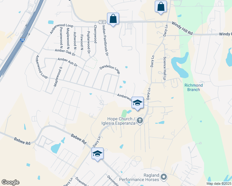 map of restaurants, bars, coffee shops, grocery stores, and more near 610 Dandelion Loop in Kyle