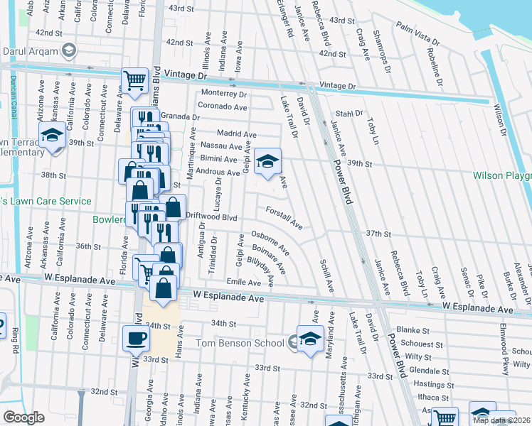 map of restaurants, bars, coffee shops, grocery stores, and more near 19 Earnest Avenue in Kenner