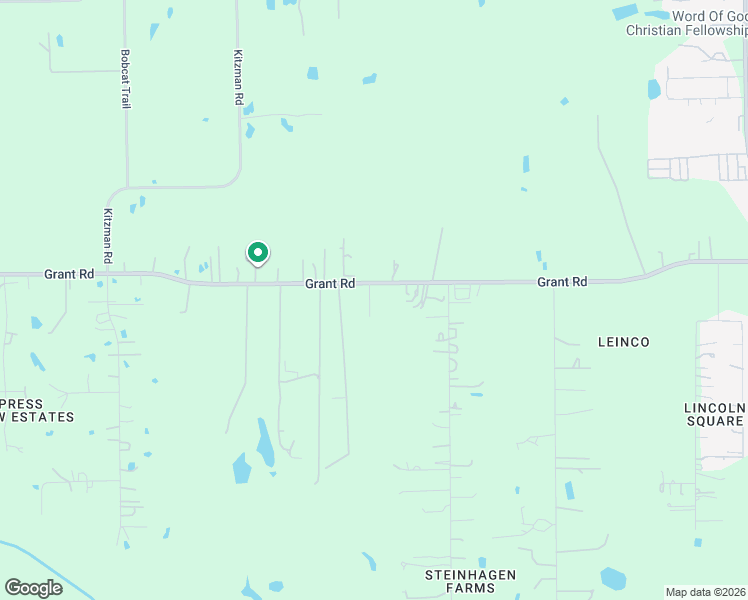 map of restaurants, bars, coffee shops, grocery stores, and more near 16843 Grant Road in Cypress