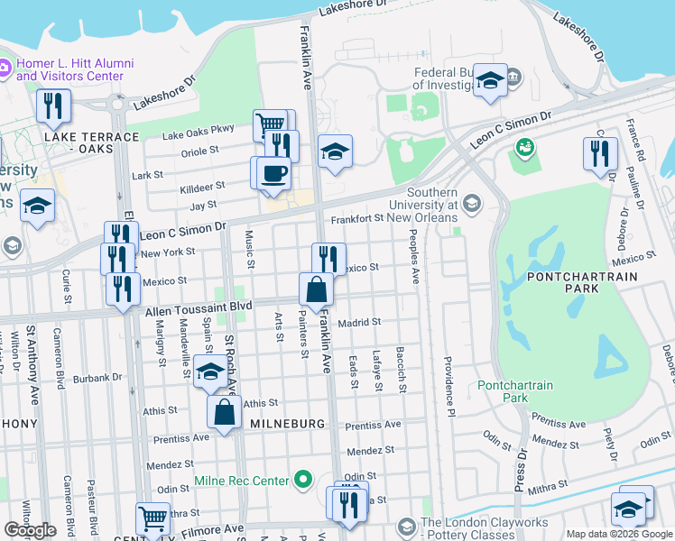 map of restaurants, bars, coffee shops, grocery stores, and more near 6308 Eads Street in New Orleans