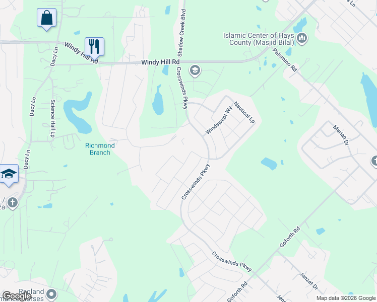 map of restaurants, bars, coffee shops, grocery stores, and more near 162 Pelican Bay Circle in Kyle