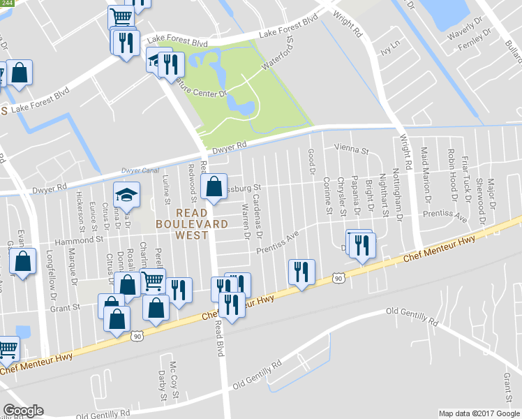 map of restaurants, bars, coffee shops, grocery stores, and more near 4835 Cardenas Drive in New Orleans