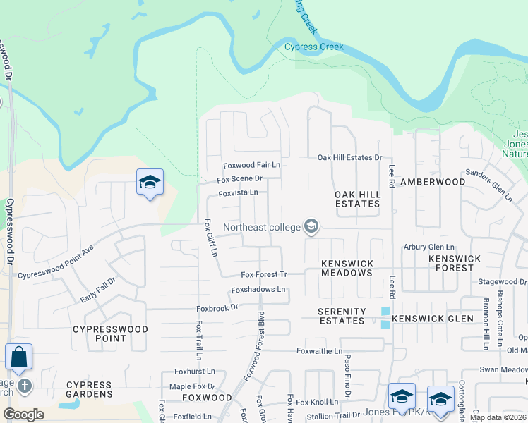 map of restaurants, bars, coffee shops, grocery stores, and more near 20915 Foxwood Glen Lane in Humble