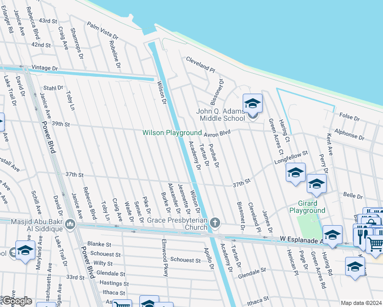 map of restaurants, bars, coffee shops, grocery stores, and more near 4908 Academy Drive in Metairie