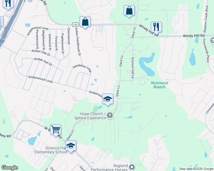 map of restaurants, bars, coffee shops, grocery stores, and more near 220 Peppergrass Cove in Kyle