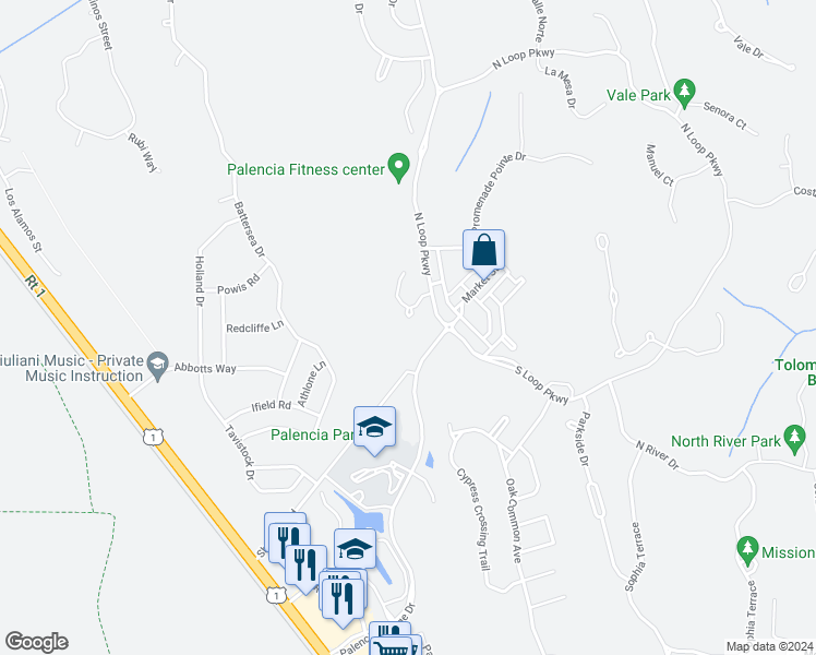 map of restaurants, bars, coffee shops, grocery stores, and more near 212 Carmine Lane in St. Augustine