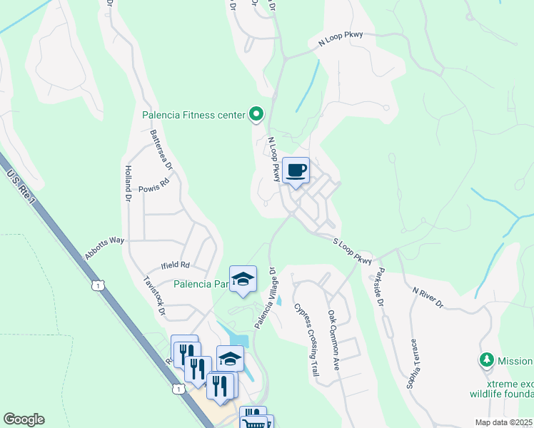 map of restaurants, bars, coffee shops, grocery stores, and more near 211 Carmine Lane in St. Augustine