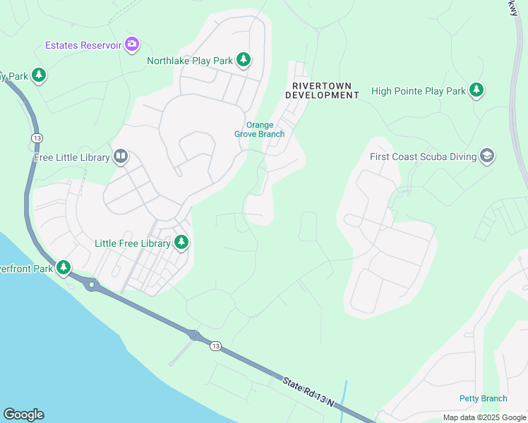 map of restaurants, bars, coffee shops, grocery stores, and more near 22 Cloverbrook Road in St. Johns County