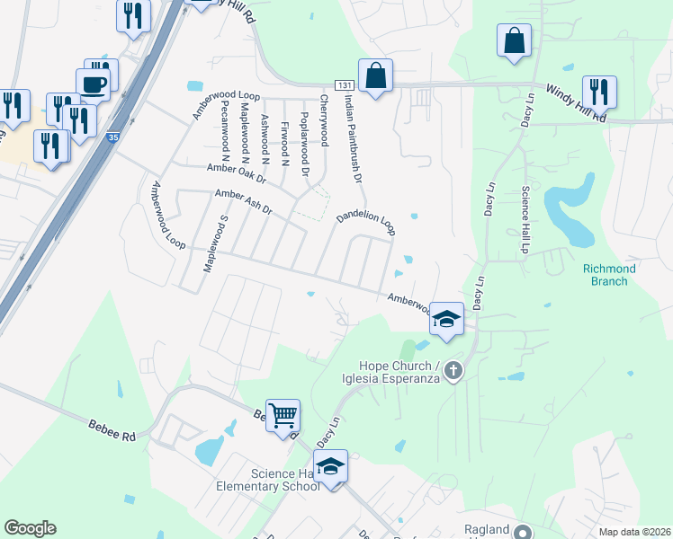 map of restaurants, bars, coffee shops, grocery stores, and more near 340 Prairie Verbena Drive in Kyle
