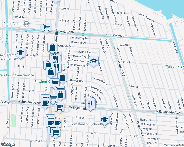 map of restaurants, bars, coffee shops, grocery stores, and more near 19 Earnest Avenue in Kenner