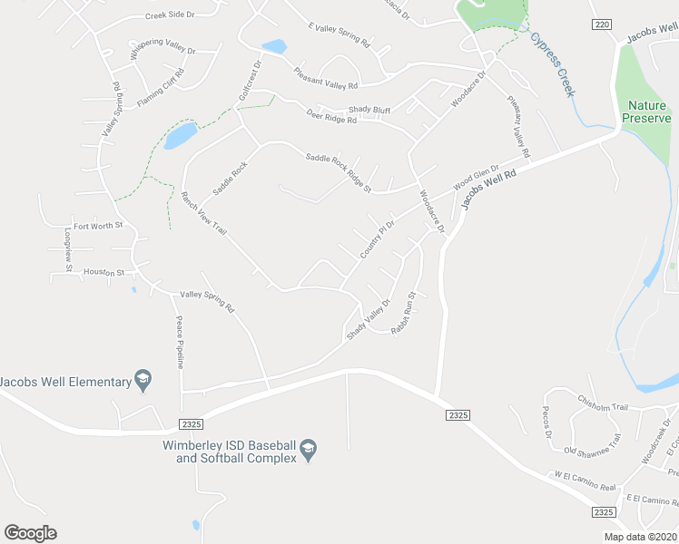 map of restaurants, bars, coffee shops, grocery stores, and more near 3 Rolling Hills Drive in Wimberley