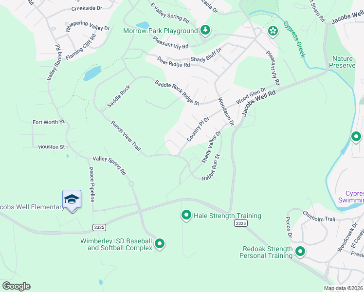 map of restaurants, bars, coffee shops, grocery stores, and more near 41 Country Place Drive in Wimberley