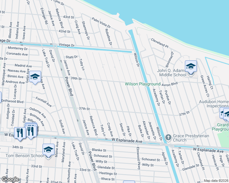 map of restaurants, bars, coffee shops, grocery stores, and more near 4812 Pike Drive in Metairie